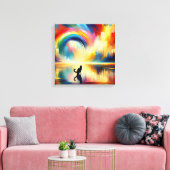 Toile Arc-en-ciel Abstrait et chats reflétant l'eau de s (Insitu(Salon))