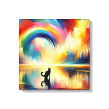 Arc-en-ciel Abstrait et chats reflétant l'eau de s