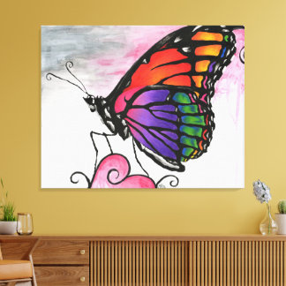Toile Arc en ciel Monarque papillon Imaginaire original 