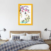 Toile Arc-en-ciel paon & fleurs de cerisiers orange fron (Insitu(Chambre))