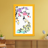 Toile Arc-en-ciel paon & fleurs de cerisiers orange fron (Insitu(Salon))