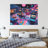 Toile Arcade Rétro Futuriste dans l'Espace (Insitu(Chambre))