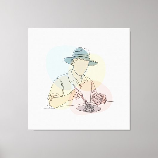 Toile Archéologue une ligne art continu simple (Recto)