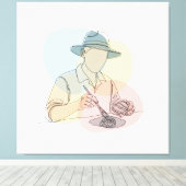 Toile Archéologue une ligne art continu simple (Insitu (Plancher de Bois))