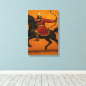 Toile Archer monté en robe rouge sur cheval de guerre no (Insitu (Plancher de Bois))