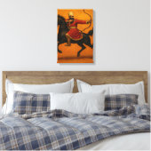 Toile Archer monté en robe rouge sur cheval de guerre no (Insitu(Chambre))