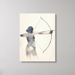 Toile Archeresse aquarelle Silhouette