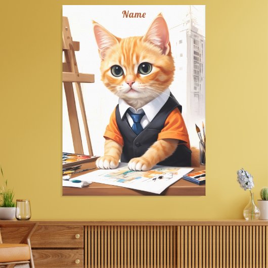 Toile Architecte sophistiqué Chat Ginger Kitten Art (Insitu(Salon))