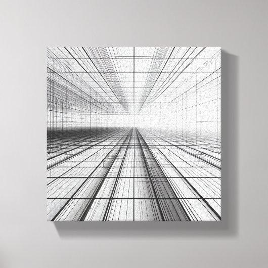 Toile architectural grid perspective, 3D wireframe art,  (Recto)