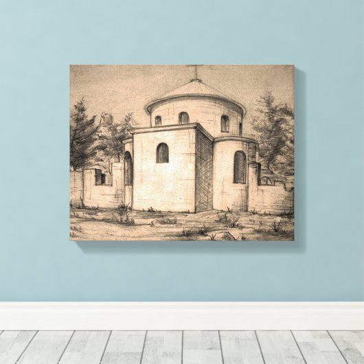 Toile Architecture Ancienne église orthodoxe Dessin des (Insitu (Plancher de Bois))