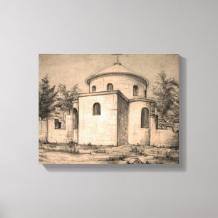 Toile Architecture Ancienne église orthodoxe Dessin des 