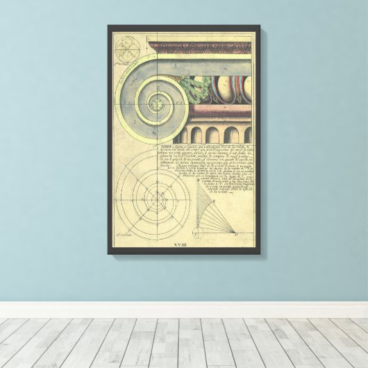 Toile Architecture Vintage ; Volute de chapiteau par Vig (Insitu (Plancher de Bois))
