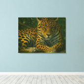 Toile Ardoise dorée - Leopard reposant en feuillage (Insitu (Plancher de Bois))
