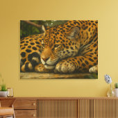 Toile Ardoise dorée - Leopard reposant en feuillage (Insitu(Salon))