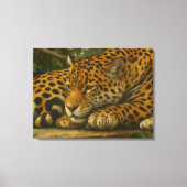 Toile Ardoise dorée - Leopard reposant en feuillage (Recto)