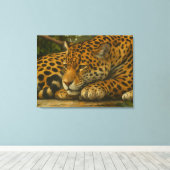 Toile Ardoise dorée - Leopard reposant en feuillage (Insitu (Plancher de Bois))