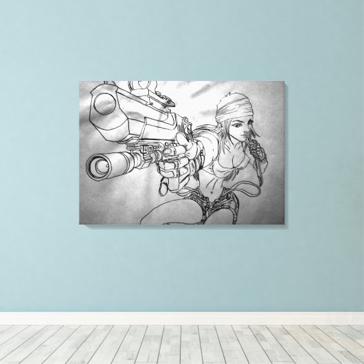 Toile Arek Art - Original Sketch Print - "She's Bad!" (Insitu (Plancher de Bois))