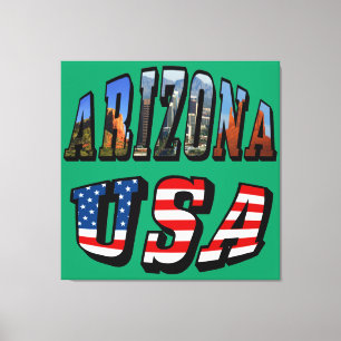 Toile Arizona Picture et USA Flag Text