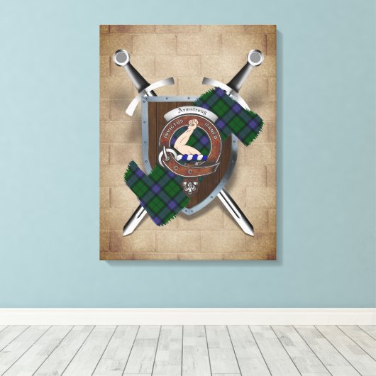 Toile Armstrong Clan Badge Crossed Swords Canvas Imprime (Insitu (Plancher de Bois))