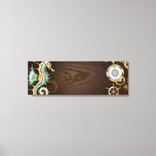 Toile Arrière - plan en bois avec cheval de mer mécaniqu (Recto)