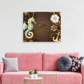 Toile Arrière - plan en bois avec cheval de mer mécaniqu (Insitu(Salon))