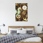 Toile Arrière - plan en bois avec cheval de mer mécaniqu (Insitu(Chambre))