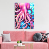 Toile Arrière - plan rose octopus bleu Ocean Wave (Insitu(Salon))