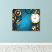 Toile Arrière - plan turquoise à vapeur avec engrenages (Insitu (Plancher de Bois))