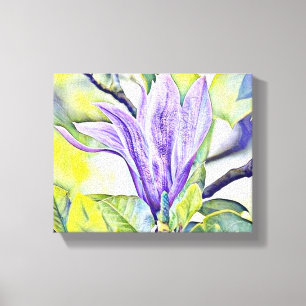 Toile Arrière-plan vert de fleur de magnolia violet