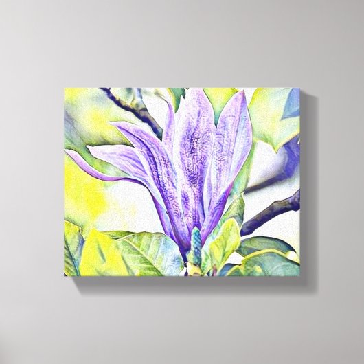 Toile Arrière-plan vert de fleur de magnolia violet (Recto)