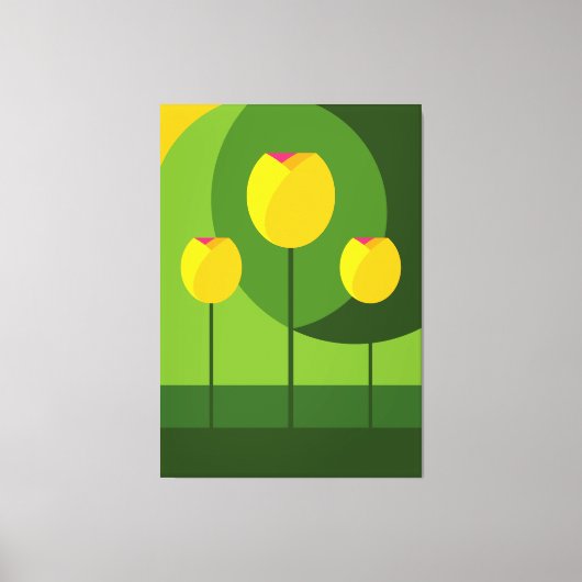 Toile Arrière - plan vert Tulipes Jaunes | Floral (Recto)