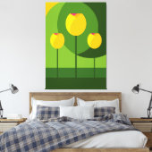 Toile Arrière - plan vert Tulipes Jaunes | Floral (Insitu(Chambre))