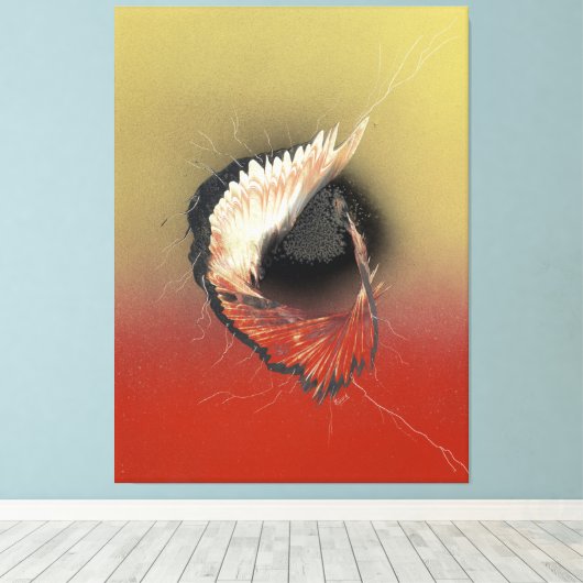 Toile Arrivée sur une aile et une prière (Insitu (Plancher de Bois))