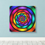 Toile Arrondi et psychédélique coloré Art moderne fracta (Insitu (Plancher de Bois))