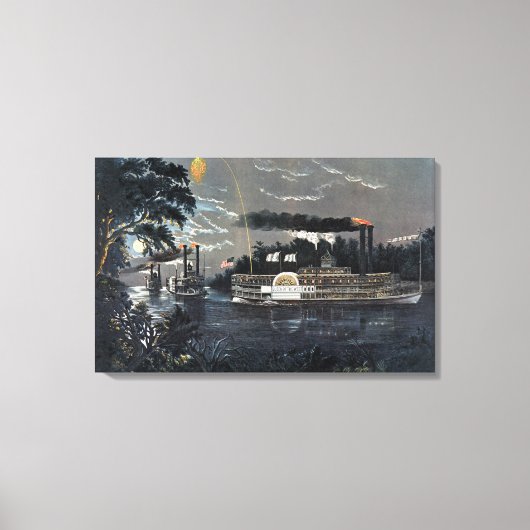 Toile Arrondir un virage sur le bateau à vapeur du Missi (Recto)