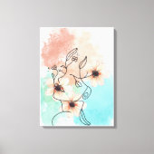 Toile Art Abstrait à une ligne face avec lèvres de fleur (Recto)