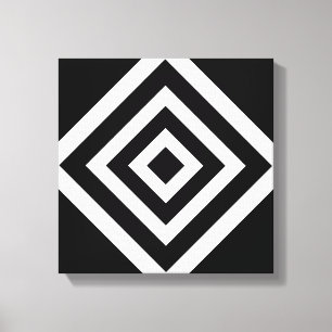 Toile Art abstrait avec des formes de diamant en noir et