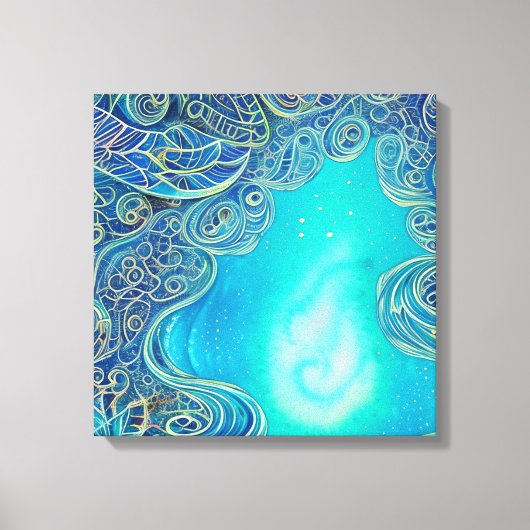 Toile Art abstrait bleu et sarcelle (Recto)