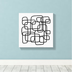 Toile Art abstrait contemporain en ligne noir et blanc