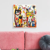 Toile Art abstrait de chat coloré nouveau (Insitu(Salon))