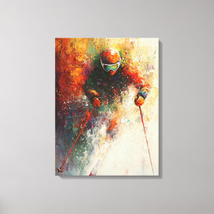 Toile Art abstrait de skieur - Action de sports d'hiver