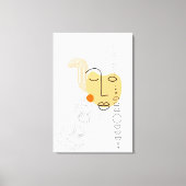 Toile Art Abstrait du visage jaune avec motif circulaire (Recto)