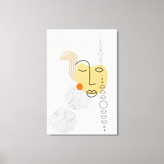 Toile Art Abstrait du visage jaune avec motif circulaire (Recto)