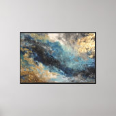 Toile Art abstrait fluide bleu et or (Recto)