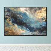 Toile Art abstrait fluide bleu et or (Insitu (Plancher de Bois))