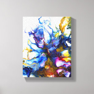 Toile Art abstrait fluide bleu royal et rose