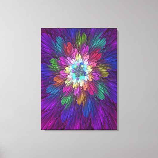 Toile Art abstrait fractal de fleurs psychédéliques colo (Recto)