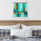 Toile Art Abstrait Gras - Orange, Turquoise & Dee (Insitu(Chambre))