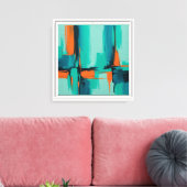 Toile Art Abstrait Gras - Orange, Turquoise & Dee (Insitu(Salon))