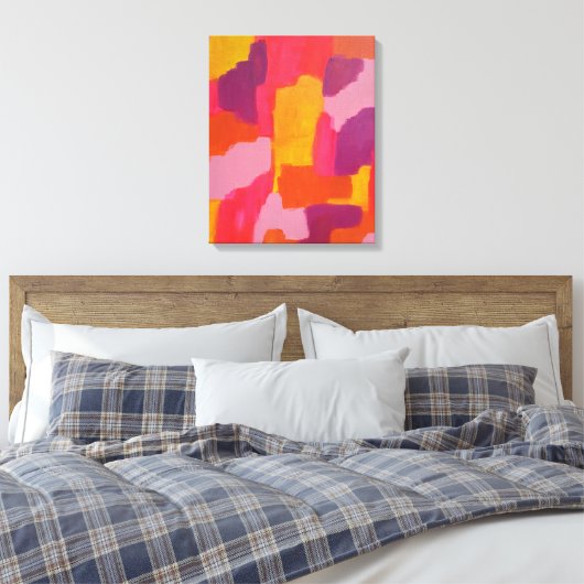 Toile Art abstrait gras rose et jaune (Insitu(Chambre))